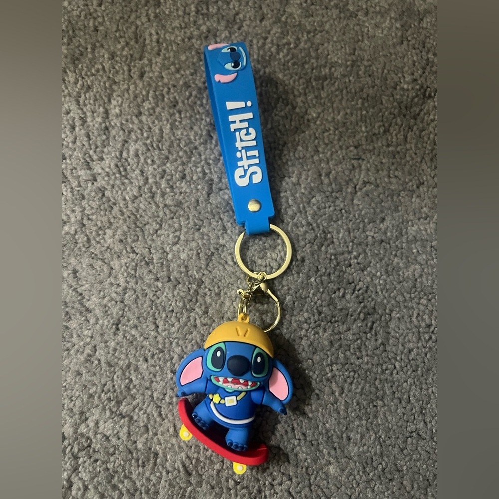 Stitch Keychain with Blue Lanyard